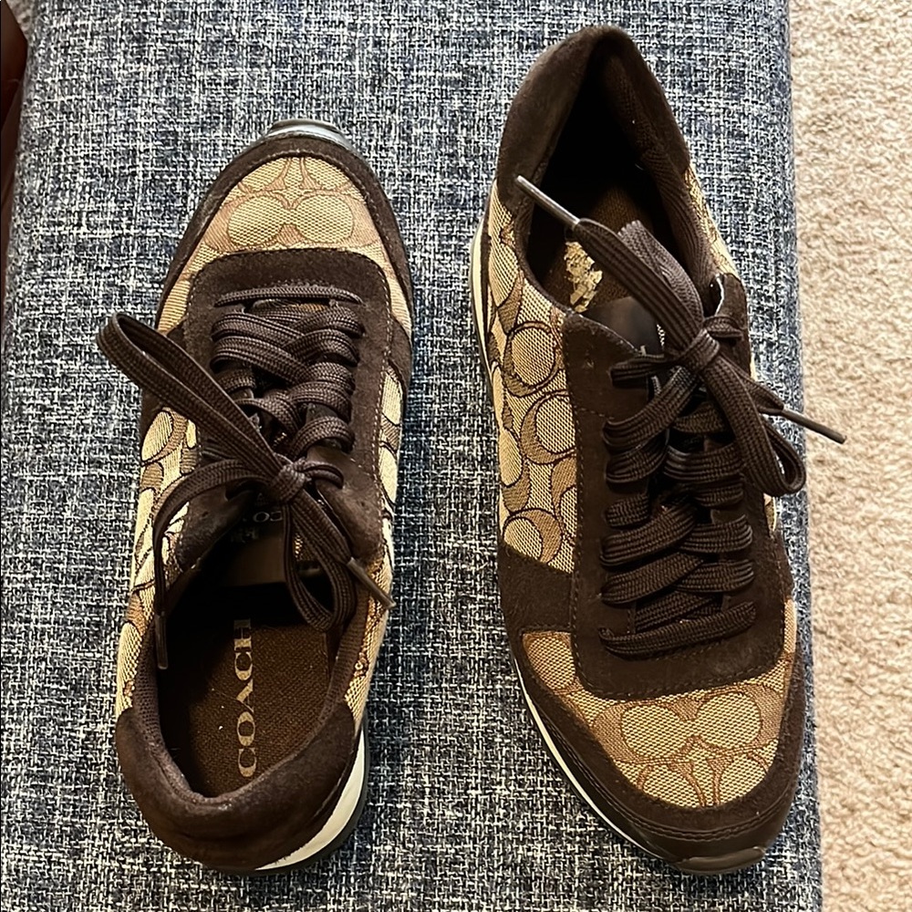 Coach Signature Brown and Tan Sneakers
